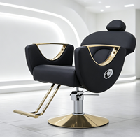 Fauteuil de Barbier Professionnel Ergonomique Confortable avec Base Ronde Dorée – Vente en Gros Usine