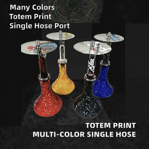 Cachimba de Vidrio de Colores, Pipa de Shisha Moderna con Base Tallada y Soporte Metálico para Exhibición en Bares y Salones - Product Image 6