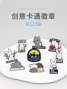 Lindo gato y conejo Metal esmalte solapa Pin insignia Demon Slayer Anime personajes de dibujos animados broche alfileres para hombres para bolsa - Product Image 2