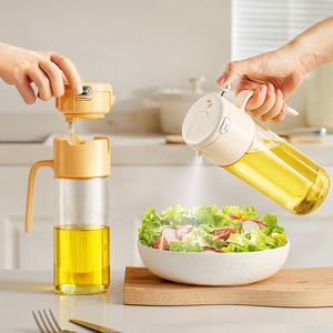 Botella de aceite de vidrio con pulverizador automático Xinzao 2 en 1, botella de condimentos para el hogar, de grado alimenticio, de gran capacidad, para ensaladas. - Product Image 1