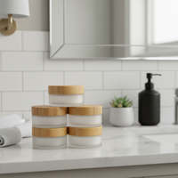 Offre Spéciale – Couvercle en Bambou Réutilisable Anti-fuite avec Bouchon à Vis – Couvercle Durable en Bambou pour Pots de 3,33 oz – Idéal pour le Stockage de Baumes à Lèvres et d'Onguents