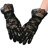 Gants courts en dentelle florale pour femmes, élégants, à volants, pour les fêtes, l'opéra, les dîners, les mariages