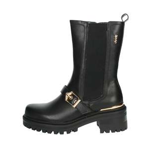 Bottines basses pour femmes en cuir noir avec détail boucle et semelle épaisse - Product Image 1