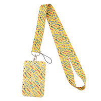 Porte-cartes et cordon en polyester écologique motif dessin animé Dents de crâne de docteur, pour cartes de transport, de travail et d'identité, vente en gros