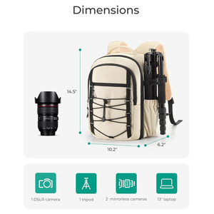 Biểu tượng tùy chỉnh không thấm nước chuyên nghiệp <span class=keywords><strong>DSLR</strong></span> SLR bánh kỹ thuật số video máy ảnh Túi du lịch máy ảnh ba lô với ngăn máy tính xách tay - Product Image 4