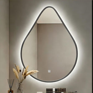 Achat en gros de miroirs intelligents à LED muraux avec cadre en aluminium et interrupteur tactile, ensemble de miroirs en forme de goutte d'eau - Product Image 6