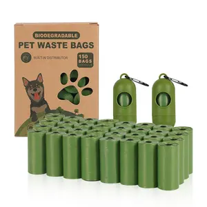 Biodegradable perro bolsa de residuos con dispensador y correa de perro bolsa de caca