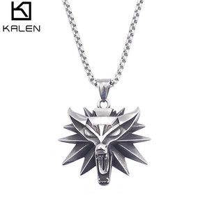 Collana da Uomo con Ciondolo a Forma di Testa di Lupo in Acciaio al Titanio Stile Punk The <span class=keywords><strong>Witcher</strong></span> <span class=keywords><strong>3</strong></span> Commercio Estero AliExpress - Product Image 5
