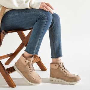 Bottes de randonnée d'hiver <span class=keywords><strong>en</strong></span> <span class=keywords><strong>cuir</strong></span> à talon plat à la mode pour hommes et femmes, conception à lacets de grande taille - Product Image 5