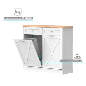 Armoire à ordures à double inclinaison de 10 gallons Armoire de cuisine à porte de grange de style fermier mise à jour - Product Image 4