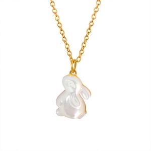 18K Gold Plated Stainless Steel Jewelry Shell Little Rabbit Pendant <b>Necklace</b> Titanium <b>Fairy</b> Chain 18K Gold Jewelry Ornament - Product Image 5