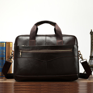 Mallette à bandoulière en cuir pour hommes, porte-documents de loisirs d'affaires, sac à bandoulière Horizontal pour ordinateur portable 14 pouces - Product Image 1