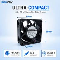 Ventilador Axial Sigilfan 60x60x25mm 6025 VFD Inverter de Alta Presión Estática, Doble Rodamiento de Bolas, Alta Velocidad, 6025 12V, Sin Escobillas, para Refrigeración
