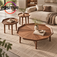 Ensemble de tables basses rondes, design en forme de pétale, style italien minimaliste, luxe moderne, meubles de salon, fabrication OEM ODM directe d'usine