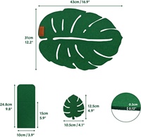 Lot de 18 sets de table à manger lavables en feutre découpé au laser Monstera Sets de table et sous-verres de Noël en feutre vert avec sacs à couverts