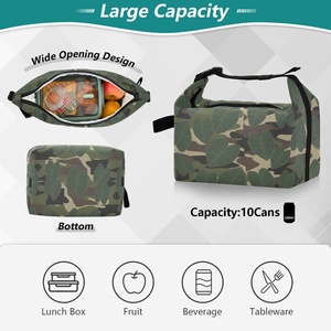 Aloha Collection Hawaiian Green Kalo Design Insulation <b>Bag</b> Nylon Cooler <b>Bag</b> Customized Portable <b>Lunch</b> <b>Box</b> with Shoulder Straps - Product Image 5