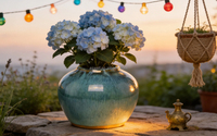 Pots en céramique vintage ronds et émaillés pour plantes d'intérieur, idéaux pour les hortensias et la décoration de la maison