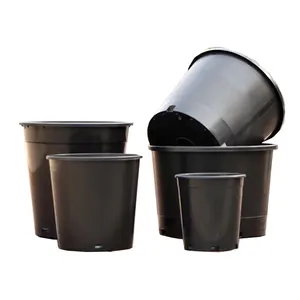 Huazhiai 1 2 5 7 10 15 Black Gallon Pot Orchid Flower Planter Outdoor Plastic Nursery Pots