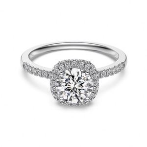 Bague de promesse Dylam en argent 925 plaqué rhodium avec zircone cubique 5A, style halo, pour femme, mariage, mariée, usage quotidien - Product Image 1