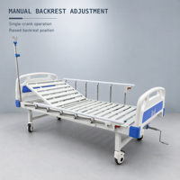 Lit d'hôpital manuel à manivelle unique avec bande de tête de lit en ABS, capacité de 170 kg, 4 prises pour poteaux IV, certifié CE ISO