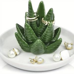 Aloe and <span class=keywords><strong>Cactus</strong></span> Résine Artisanat Bijoux Plateau Élégant Commode Rangement et Salle de Bain Ornement Anneau Stand - Product Image 3