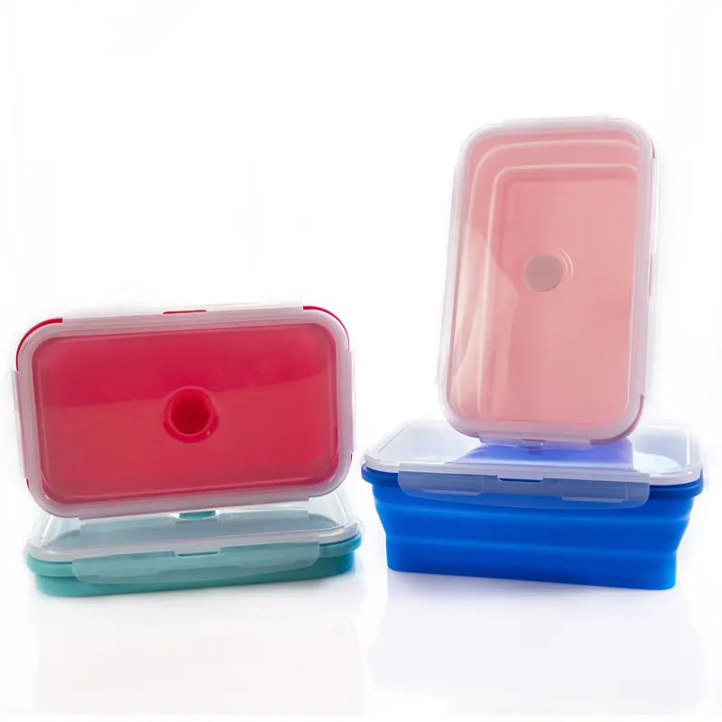 1200ML Leakproof Bento Lunch Container Box Silicone collapsible food storage containers