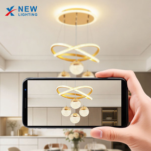 Lustre LED doré en forme de trèfle avec quatre boules de <span class=keywords><strong>cristal</strong></span> pour salon, salle à manger, chambre, îlot de cuisine, hôtel, villa, luminaire de plafond - Product Image 5