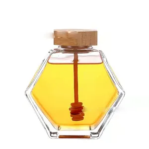 Klares 250ml Glas mit Bambus deckel zum Halten der Honig-Aufbewahrung glasflasche