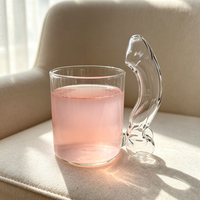 Tasse en verre transparente personnalisée pour la maison, design de poignée unique, mug transparent pour bière, eau, jus, café