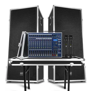 Biner D925 Professional Dual 15 Inch Sound Speaker System With 12 Channel Audio Mixer With Air Box Table With Mic