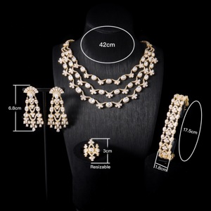 00081 rhodium plaqué rubis rouge femmes collier ensemble de bijoux CZ cubique Zircon dubaï classique Style élégant accessoires de mariée - Product Image 6