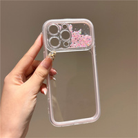 Coque de téléphone Dreamy Simple avec lentille amovible effet sable mouvant pour iPhone 18 17 Pro Max 16 15 14 13, protection transparente à paillettes irisées