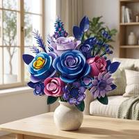 Bloques de Construcción al por Mayor de Fábrica, Set de Ladrillos de Orquídeas y Rosas para Arreglos Florales, Flores Eternas para Decoración del Hogar, Regalo de San Valentín
