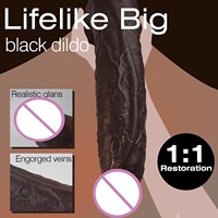 Dildo réaliste en silicone noir, grand dildo avec ventouse puissante, jouet anal géant