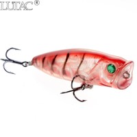 LUTAC Flottant 80mm/18.7g Leurres durs Popper Top Water Feather Treble Hook Steel Balls Laser Skin Long Casting Sea Fish Baits