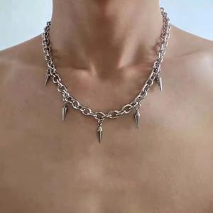 Collar de hombre grande de tungsteno <span class=keywords><strong>Wakanda</strong></span> King gargantilla con pinchos Pvd collar de cadena gruesa con colgante de diente de lobo joyería de Hip Hop - Product Image 4