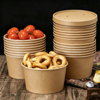 Bol en papier kraft jetable, revêtu de PE, sans PFAS, pour salade, repas légers, restauration rapide, logo personnalisé