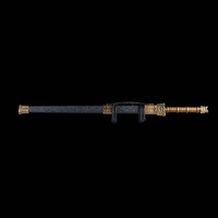 Épée chinoise vintage 1065CS faite à la main, poignée sculptée en forme de bête, fourreau à motif noir