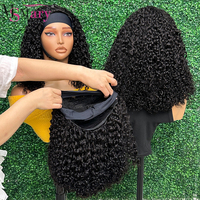 Perruque à bandeau en cheveux humains vietnamiens lisses, Super Double Drawn, pleine densité, cheveux vierges bruts, sans dentelle, pour femmes noires