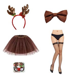Disfraz de Reno PESENAR con tutú de diadema de asta, vestido de animal para Halloween Navidad <span class=keywords><strong>Safari</strong></span> fiesta de cumpleaños marrón - Product Image 3
