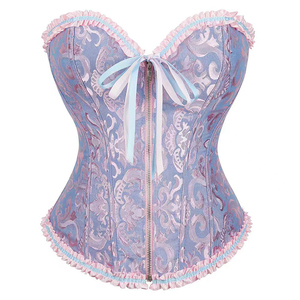 Corsets et Bustiers Sexy pour Femmes – Noir, Blanc, Rose, Bleu, Marron – <span class=keywords><strong>Crochet</strong></span>és, Zippés, Style Vintage, Corselet Overbust Écologique - Product Image 5
