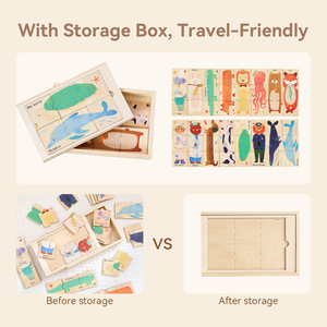 Jeu de puzzle éducatif en bois à habiller, motif ours de dessin animé, 51-100 pièces, combinaisons multiples, pour les 5-7 ans, produit transfrontalier très demandé - Product Image 3