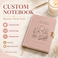 Carnet de beauté personnalisé LABON, couverture rose poudré, illustration imprimée, clip métallique, pages lignées, marque-page en ruban, soins personnels, OEM ODM