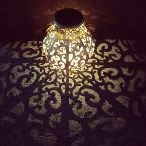 Solar Lantern Led Iron Art Hanging Outdoor Garden Light Decor With Solar Panel And <b>Battery</b> Included - Product Image 1