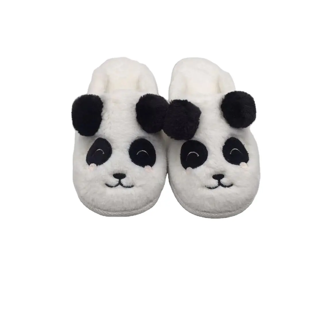 Fashion Cute Panda Daily Use Ladies Indoor Slippers Hot Selling Wholesale New Faux Fur HCG Women Wear Winter Shoes Mules TPR