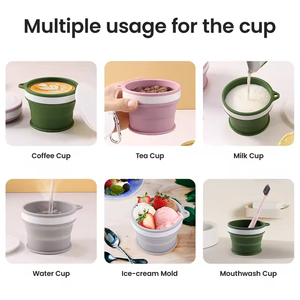Eco-friendly Resealable Small 170ml 350ml <b>Reusable</b> Folding Silicone Travel <b>Mug</b> Collapsible Outdoor Foldable Coffee Cup with logo - Product Image 4