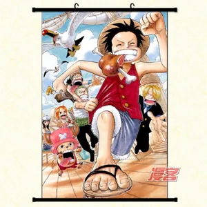 24 stilleri tek parça Luffy Ace baskı karikatür duvar scrolls su geçirmez Anime duvar kaydırma afiş afiş