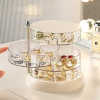Rotation Clair PS Bijoux Organisateur Boîte Multicouche Compartiment Rond De Stockage pour Boucles D'oreilles Goujons Colliers Montre Perles