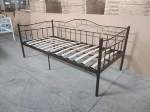 Modern Design Simple Bedroom Living Room Black Steel Iron Steel Frame Adult Metal Single <b>Folding</b> <b>Sofa</b> <b>Bed</b> - Product Image 6