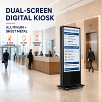 Kiosco de pie 4K con pantalla dual de 32-65 pulgadas, cristal templado de 4 mm, táctil PCAP, ángulo amplio de 178°, Windows 24/7, I3 I5 I7, móvil